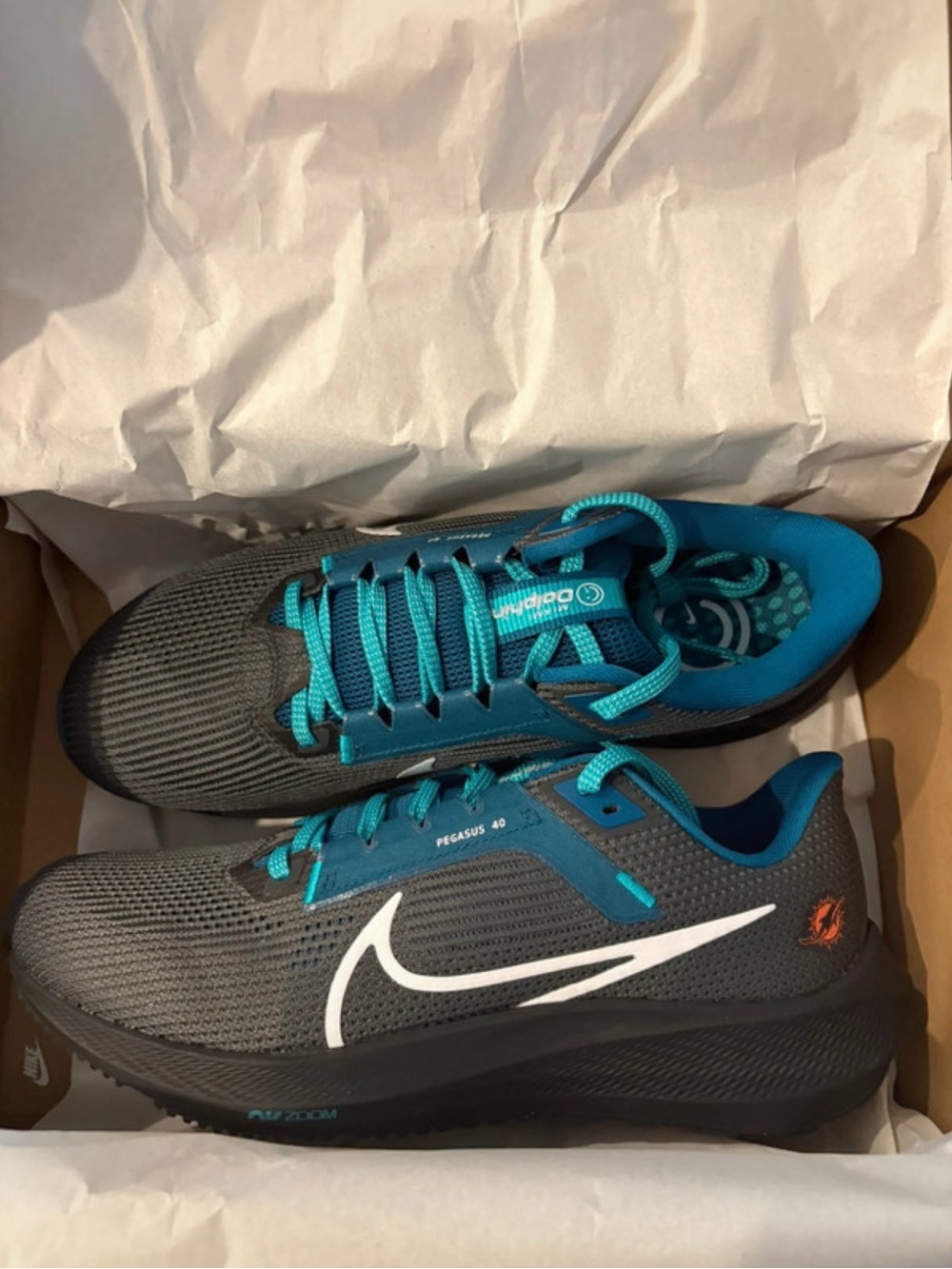 Nike Men's Pegasus 40 Running Shoes - Gray and Teal
